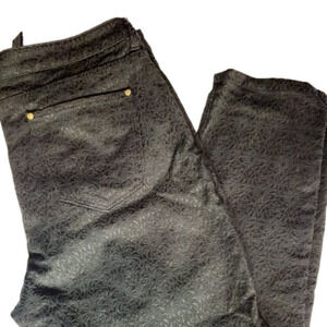 P042. ATTITUDE by Jay Manuel Black Brocade Denim Jeans |12